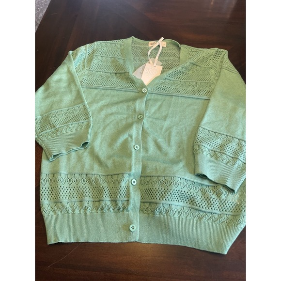 Grace Sweaters - Grace Karen V neck cardigan sweater green NWT Large